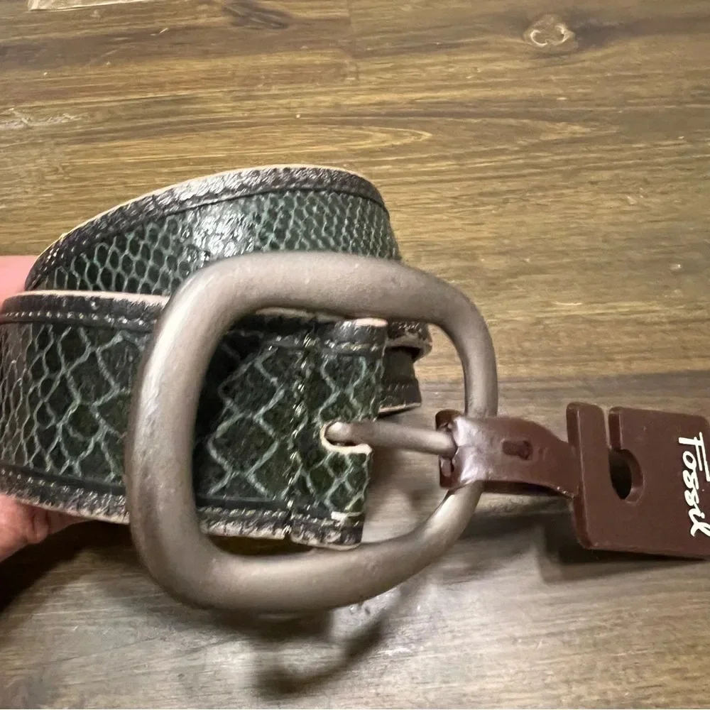Fosil Shiny Snake Gray And Green Genuine Leather
